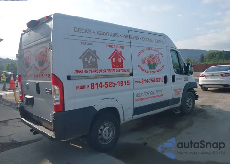 2018 Ram Promaster 1500 High Roof 136 Wb from USA, damaged, VIN 3C6TRVBG0JE157988